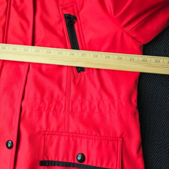 Guess Los Angeles Womens XL red windbreaker adjustable rain jacket full zip hood - Picture 16 of 16